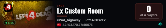Lx Custom Room live status badge