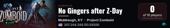 No Gingers after Z-Day live status badge