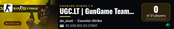 UGC.LT | GunGame TeamPlay #2 (24/7) live status badge