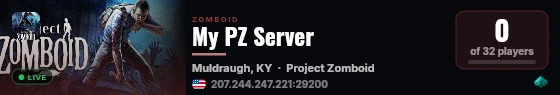 My PZ Server live status badge