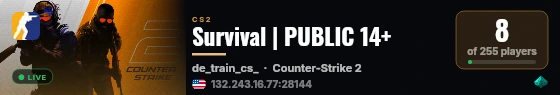 Survival | PUBLIC 14+ live status badge