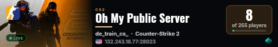 Oh My Public Server live status badge