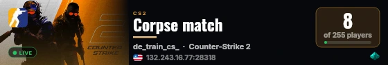 Corpse match live status badge