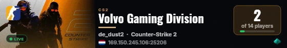 Volvo Gaming Division live status badge