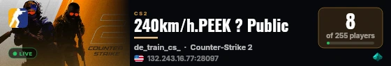 240km/h.PEEK ? Public live status badge