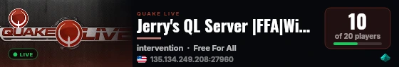 Jerry's QL Server |FFA|Wisconsin live status badge