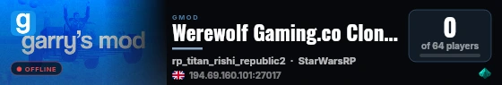 Werewolf Gaming.co Clone Wars RP | Dev live status badge