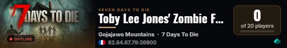 Toby Lee Jones' Zombie Feast PVE/PVP Server live status badge