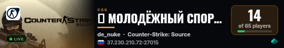 ★ МОЛОДЁЖНЫЙ СПОРТИВНЫЙ СЕРВЕР ★ live status badge