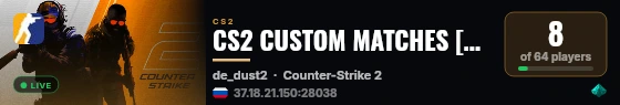 CS2 CUSTOM MATCHES [RU] — CYBERSHOKE.NET live status badge