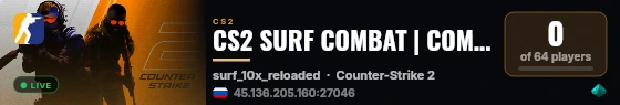 CS2 SURF COMBAT | COMBAT SURF #2 [RU] — CYBERSHOKE.NET live status badge