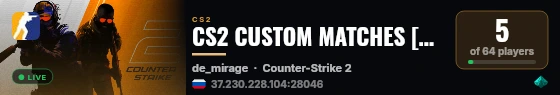 CS2 CUSTOM MATCHES [RU] — CYBERSHOKE.NET live status badge