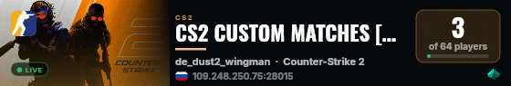 CS2 CUSTOM MATCHES [RU] — CYBERSHOKE.NET live status badge
