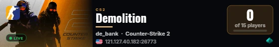 Demolition live status badge