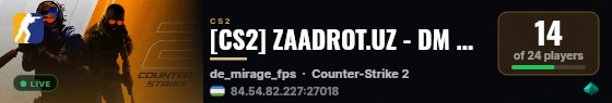[CS2] ZAADROT.UZ - DM #1 | !KNIFE !SKINS live status badge