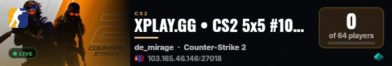 XPLAY.GG • CS2 5x5 #104 • [MN] live status badge