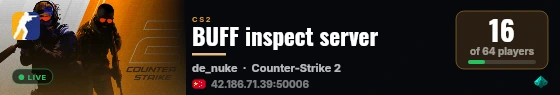 BUFF inspect server live status badge