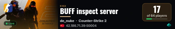 BUFF inspect server live status badge