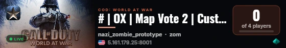 # | OX | Map Vote 2 | Custom Maps | Bank | Ranks | live status badge