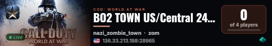 BO2 TOWN US/Central 24/7 live status badge