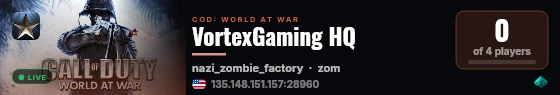 VortexGaming HQ live status badge