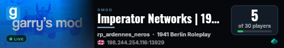 Imperator Networks | 1942RP live status badge
