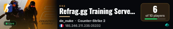 Refrag.gg Training Server (Player) live status badge