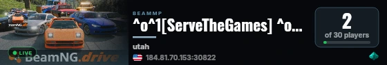 ^o^1[ServeTheGames] ^o^6Utah [3 Max Cars] live status badge