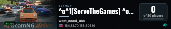 ^o^1[ServeTheGames] ^o^6West Coast USA [5 Max Cars] live status badge