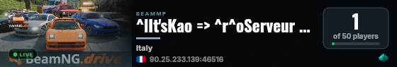 ^lIt'sKao => ^r^oServeur 16 France^r => ^lItaly (Vanilla) live status badge