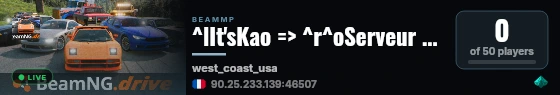^lIt'sKao => ^r^oServeur 7 France^r => ^lWest Coast USA (Vanilla) live status badge