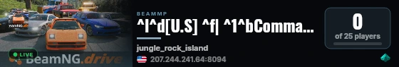 ^l^d[U.S] ^f| ^1^bCommand Gaming ^f| ^eModded ^f| ^aJungle Rock live status badge