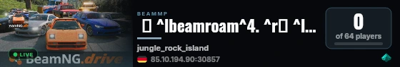  ⚡ ^lbeamroam^4. ^r❙ ^l^cFreeroam ^r❙ ^l^5Jungle Rock Island ^r❙ ^l^cVanilla+ ^r^l^6•^l ^cSlipstream ^r❙ ^l^6by ^fbeamsharp^r^l^4. ^r❙ ^7BeamRoam:BeamSharp:Beam# live status badge
