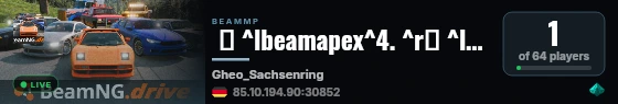  ⚡ ^lbeamapex^4. ^r❙ ^l^cRace ^r❙ ^l^6Sachsenring ^r❙ ^l^cAutomatic Races ^r^l^6•^l ^cStats ^r❙ ^l^6by ^fbeamsharp^r^l^4. ^r❙ ^7BeamApex:BeamSharp:Beam#:Rigged:Racing live status badge