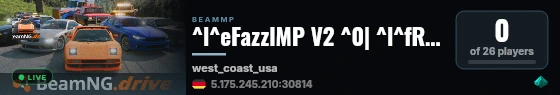 ^l^eFazzlMP V2 ^0| ^l^fRealism Drive ^0| ^l^fWest Coast USA Map ^0| ^l^fCustom Mods live status badge
