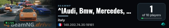 ^lAudi, Bmw, Mercedes, Volkswagen^l ^l^1[^f ^eItalie^f ^1]^f^l live status badge