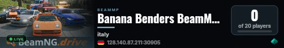Banana Benders BeamMP Server live status badge
