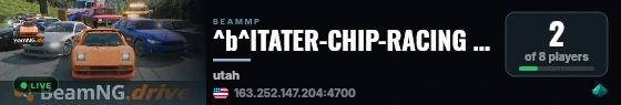 ^b^lTATER-CHIP-RACING ^r^l Utah ^r^l^eVanilla Plus live status badge