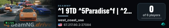 ^1 9TD ^5Paradise^f | ^2Drift^f | ^2Race^f | ^2Fun live status badge