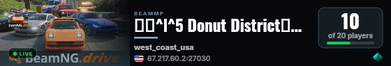 🏎️💨^l^5 Donut District🏎️💨 | Drifting | Drag / Racing | Takeovers | Active Cop RP👮 | CUSTOM BUILT WCUSA MAP | Join discord.gg/donutdistrict to get Whitelisted! live status badge