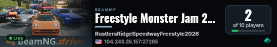 Freestyle Monster Jam 2024 24/7 live status badge