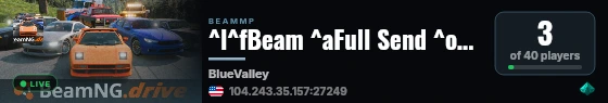 ^l^fBeam ^aFull Send ^o^fDrift Community Server live status badge