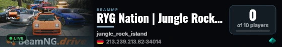 RYG Nation | Jungle Rock Island | 3 Vehicle live status badge
