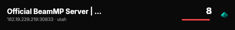 Official BeamMP Server | Utah (01) | Germany | 1 Vehicle live status badge