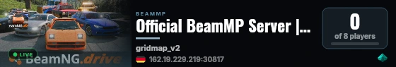 Official BeamMP Server | Gridmap V2 (01) | Germany | 1 Vehicle live status badge