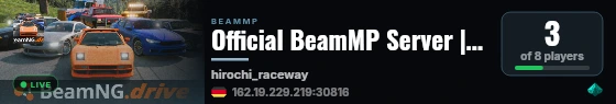 Official BeamMP Server | Hirochi Raceway (01) | Germany | 1 Vehicle live status badge