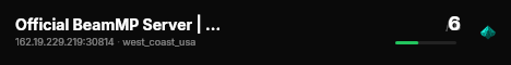 Official BeamMP Server | West Coast (01) | Germany | 1 Vehicle live status badge