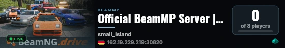 Official BeamMP Server | Small Island (01) | Germany | 1 Vehicle live status badge