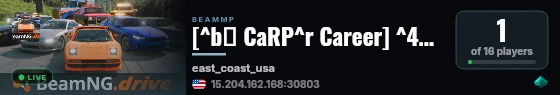 [^b🐟 CaRP^r Career] ^4East Coast 4^r 🎯 ^6Missions^r 💵 ^eTrading^r 🧰 ^6Progression 🏁 ^eRacing^r 🔥 ^6100% In-Game live status badge
