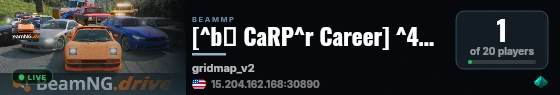 [^b🐟 CaRP^r Career] ^4Garage ^r ^6🚙 ^bNo Economy - Build Configs Here live status badge
